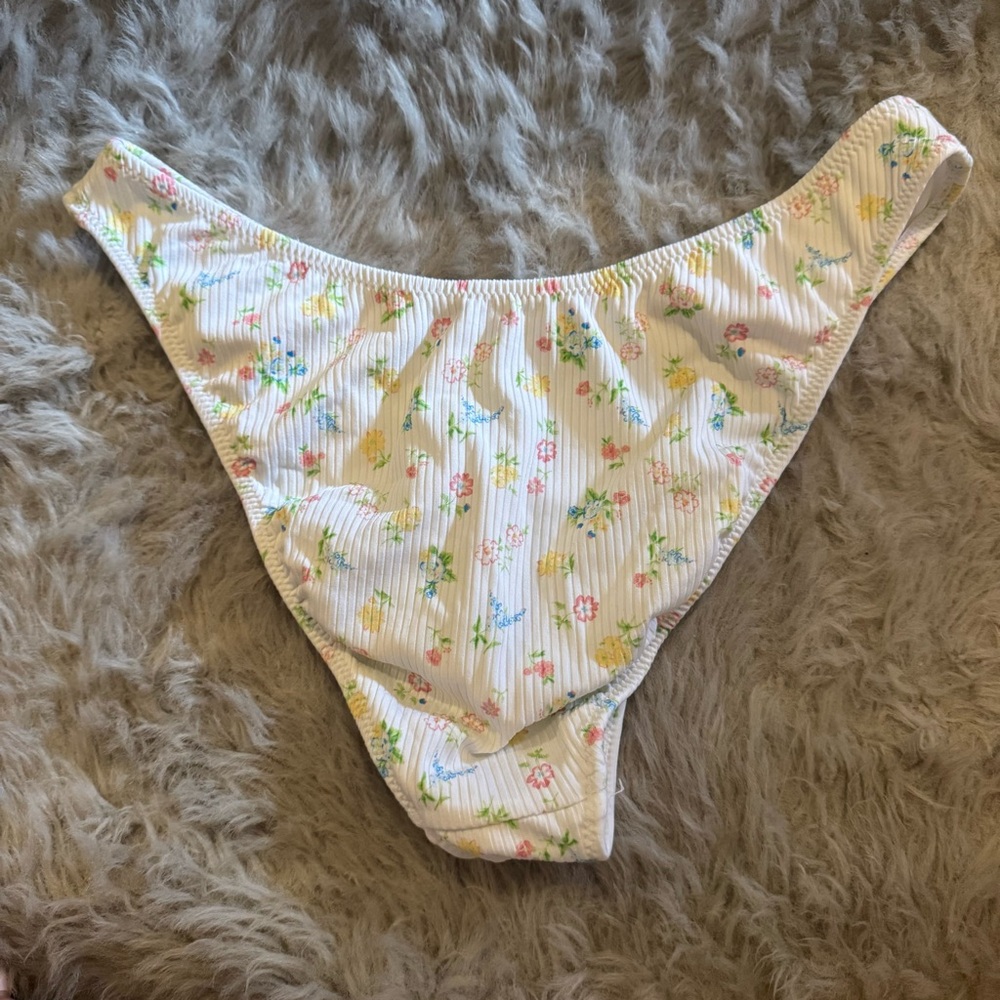 PacSun Eco Floral Nessa Ribbed Bralette Top & Scoop High Cut Bottom Bikini Set - Picture 14 of 16